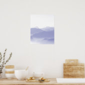 Abstrakte Berge Landschaft Blau Weiß Poster (Küche)