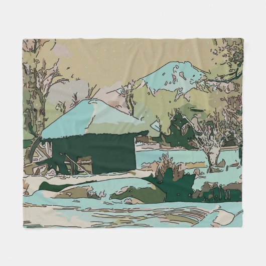 Abstrakte Berge mit Schnee Fleecedecke (Vorderseite (Horizontal))