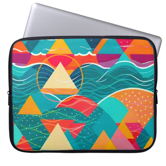Abstrakte Berge und Fluss Laptopschutzhülle (Vorderseite)