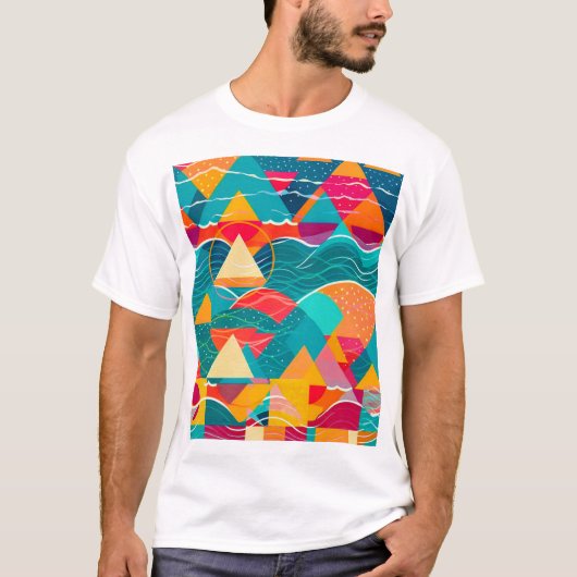 Abstrakte Berge und Fluss T-Shirt (Vorderseite)