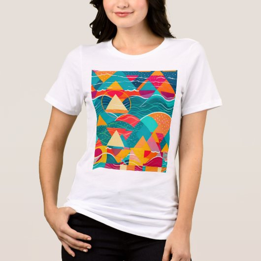 Abstrakte Berge und Fluss Tri-Blend Shirt (Vorderseite)