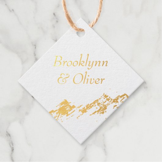 Abstrakte Berge Weißer und Goldteppiche Geschenkanhänger (Vorderseite)