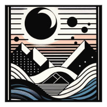 Abstrakte Berglandschaft bei Nacht