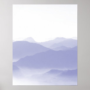 Abstrakte Berglandschaft Blau Weiß Poster