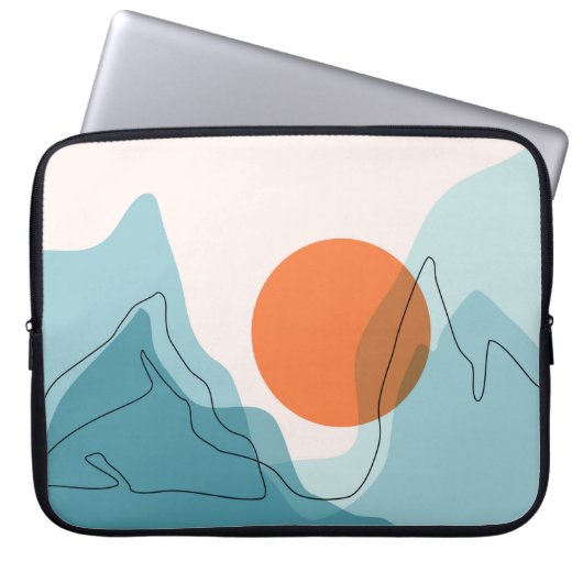 Abstrakte Berglandschaft, flache Landschaft ba Laptopschutzhülle (Vorderseite)