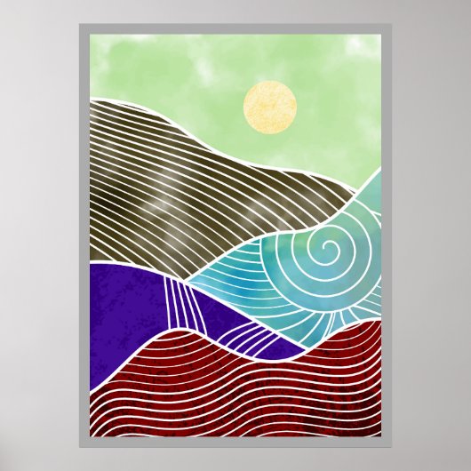Abstrakte Bergmalerei Poster (Vorne)