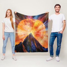 Abstrakte Bergmondschein-Kunst Fleecedecke