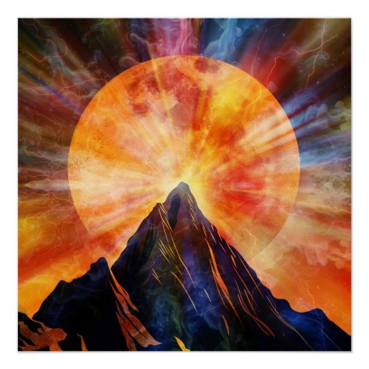 Abstrakte Bergmondschein-Kunst Poster (Vorderseite)