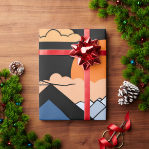 Abstrakte Bergsonnenuntergangs-Geometrie-Geschenkv Geschenkpapier