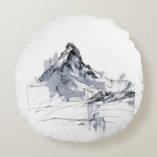 Abstrakte Bergspitze Rundes Kissen