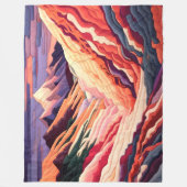 Abstrakte Bergszene Lila Peach Burgundy Fleecedecke (Vorderseite)