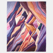 Abstrakte Bergszene Lila Peach Burgundy Fleecedecke (Vorderseite)