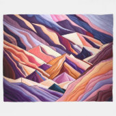 Abstrakte Bergszene Lila Peach Burgundy Fleecedecke (Vorderseite (Horizontal))