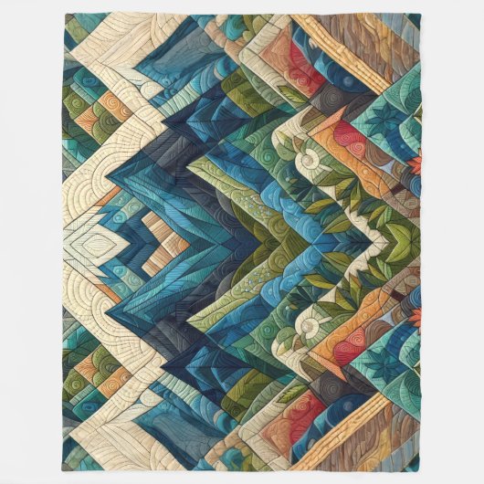 Abstrakte Bergszene Zeichnend Fleecedecke (Vorderseite)