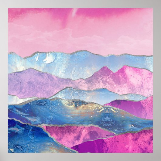 Abstrakte Bergwelt Digitale Kunst, Dichtung und Mu Poster (Vorne)