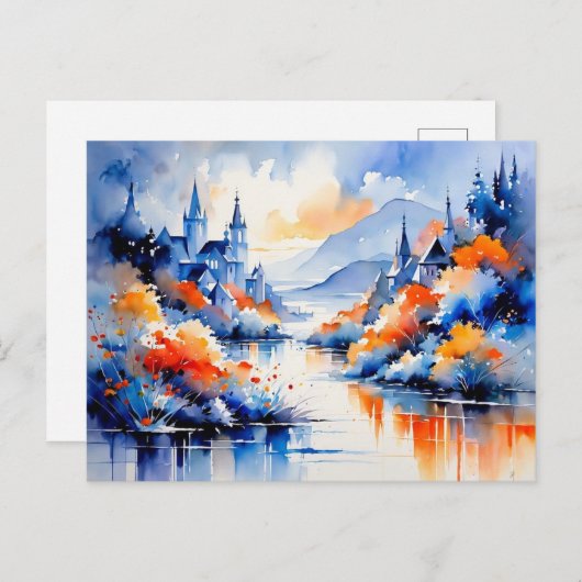 Abstrakte Bergwelt Postkarte (Vorne/Hinten)