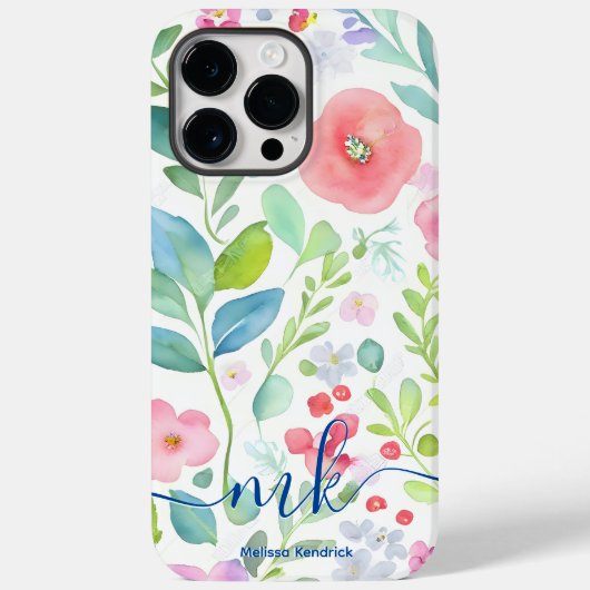 Abstrakte Berries Ferns Blume Monogram Case-Mate iPhone Hülle (Rückseite)