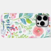 Abstrakte Berries Ferns Blume Monogram Case-Mate iPhone Hülle (Rückseite (Horizontal))