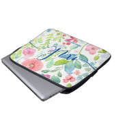 Abstrakte Berries Ferns Blume Monogram Laptopschutzhülle (Vorne Knopf)