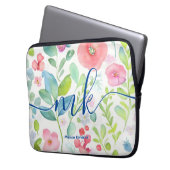 Abstrakte Berries Ferns Blume Monogram Laptopschutzhülle (Vorderseite Links)