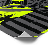 Abstrakte Bewegung in Kalkgrün, Schwarz und Grau Poster (Ecke)