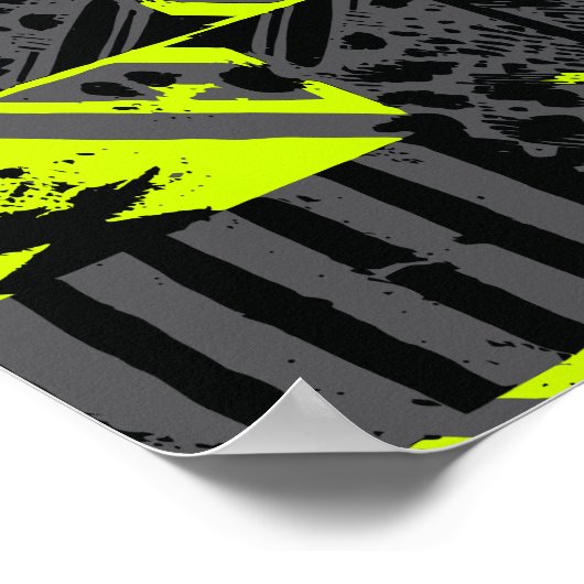 Abstrakte Bewegung in Kalkgrün, Schwarz und Grau Poster (Ecke)