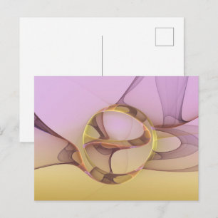 Abstrakte Bewegungen Moderne Pinke Goldene Fraktal Postkarte