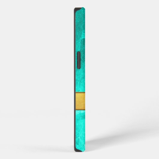 Abstrakte Bezeichnung für Aqua und Gold iPhone Hülle (Rechte Seite)