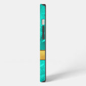 Abstrakte Bezeichnung für Aqua und Gold iPhone Hülle (Linke Seite)