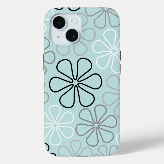 Abstrakte Big Blume Konturen BWG+Duck Egg Blue Case-Mate iPhone Hülle (Rückseite)