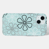 Abstrakte Big Blume Konturen BWG+Duck Egg Blue Case-Mate iPhone Hülle (Rückseite (Horizontal))