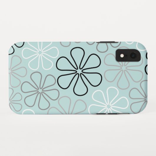 Abstrakte Big Blume Konturen BWG+Duck Egg Blue Case-Mate iPhone Hülle (Rückseite (Horizontal))