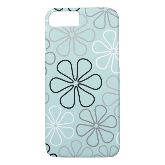 Abstrakte Big Blume Konturen BWG+Duck Egg Blue Case-Mate iPhone Hülle (Rückseite)