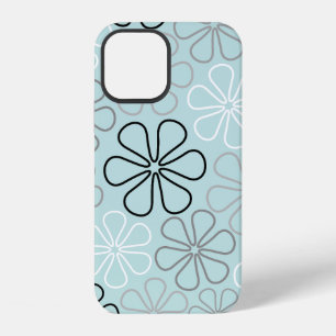 Abstrakte Big Blume Konturen BWG+Duck Egg Blue iPhone 12 Hülle