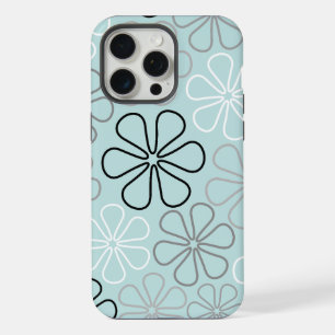 Abstrakte Big Blume Konturen BWG+Duck Egg Blue iPhone 15 Pro Max Hülle
