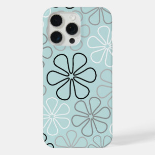 Abstrakte Big Blume Konturen BWG+Duck Egg Blue iPhone 15 Pro Max Hülle