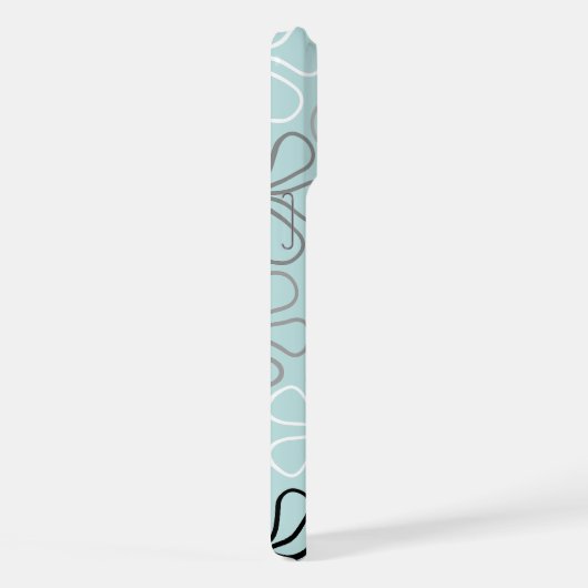 Abstrakte Big Blume Konturen BWG+Duck Egg Blue iPhone Hülle (Rechte Seite)