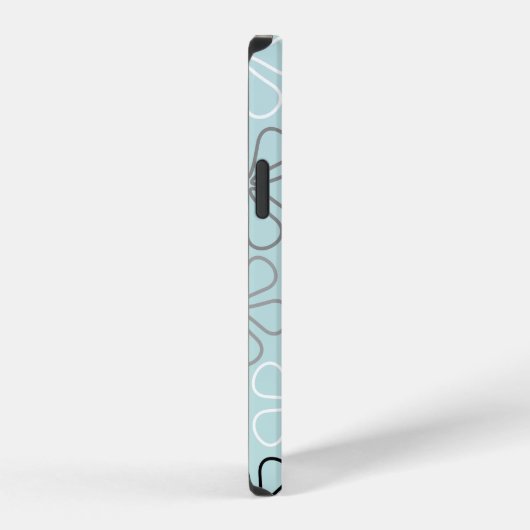 Abstrakte Big Blume Konturen BWG+Duck Egg Blue iPhone Hülle (Rechte Seite)