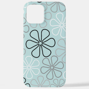 Abstrakte Big Blume Konturen BWG+Duck Egg Blue iPhone 12 Pro Max Hülle