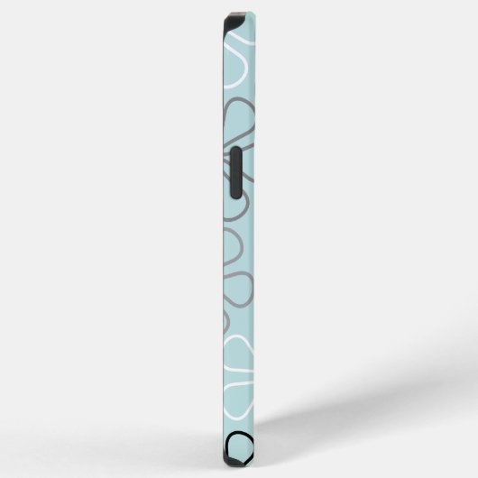 Abstrakte Big Blume Konturen BWG+Duck Egg Blue iPhone Hülle (Rechte Seite)