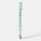 Abstrakte Big Blume Konturen BWG+Duck Egg Blue iPhone Hülle (Rechte Seite)