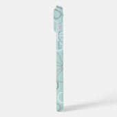 Abstrakte Big Blume Konturen BWG+Duck Egg Blue iPhone Hülle (Linke Seite)