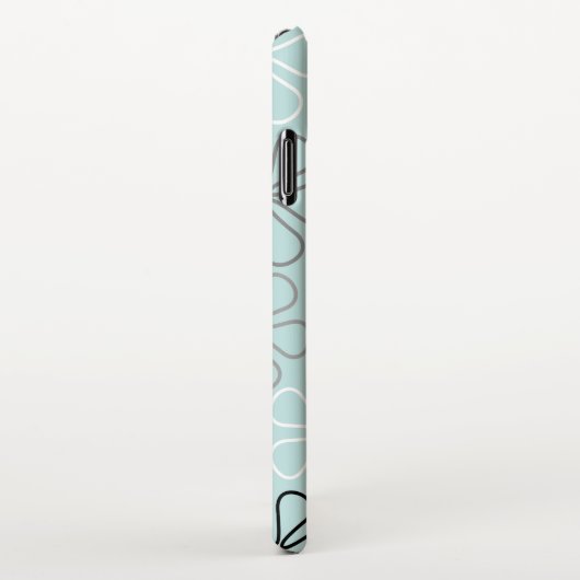 Abstrakte Big Blume Konturen BWG+Duck Egg Blue iPhone Hülle (Rechte Seite)