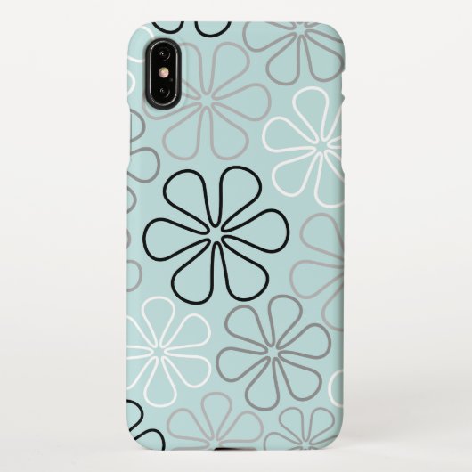 Abstrakte Big Blume Konturen BWG+Duck Egg Blue iPhone Hülle (Rückseite)