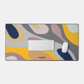 Abstrakte Bio Form, modernes Muster, Monogramm Schreibtischunterlage (Tastatur & Maus)