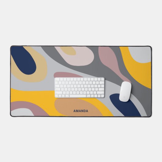 Abstrakte Bio Form, modernes Muster, Monogramm Schreibtischunterlage (Tastatur & Maus)