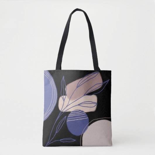 Abstrakte Bio Formen - Blau und Beige Tasche (Vorderseite)