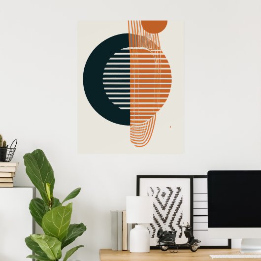 Abstrakte Bio Formen Orange und Schwarz Poster (Heimbüro)