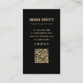 Abstrakte Black and Gold-Kunsthistorkarte Visitenkarte (Rückseite)