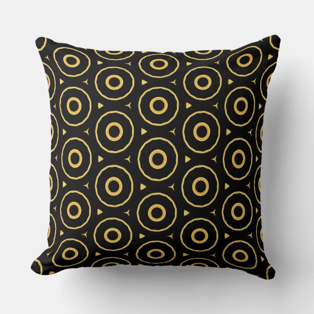 Abstrakte Black Gold Circles Akzente Pillow Kissen (Vorderseite)